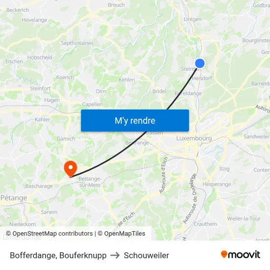 Bofferdange, Bouferknupp to Schouweiler map