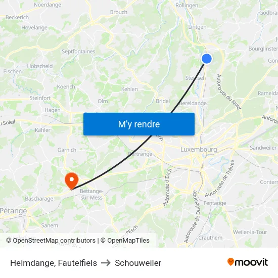 Helmdange, Fautelfiels to Schouweiler map