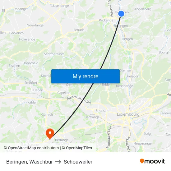 Beringen, Wäschbur to Schouweiler map