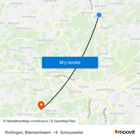 Rollingen, Blannenheem to Schouweiler map