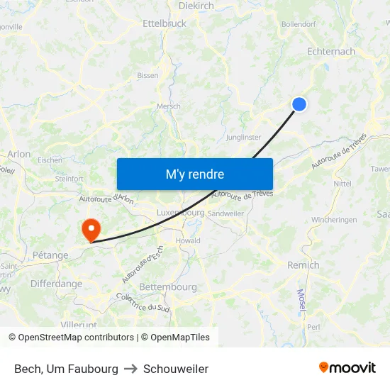 Bech, Um Faubourg to Schouweiler map