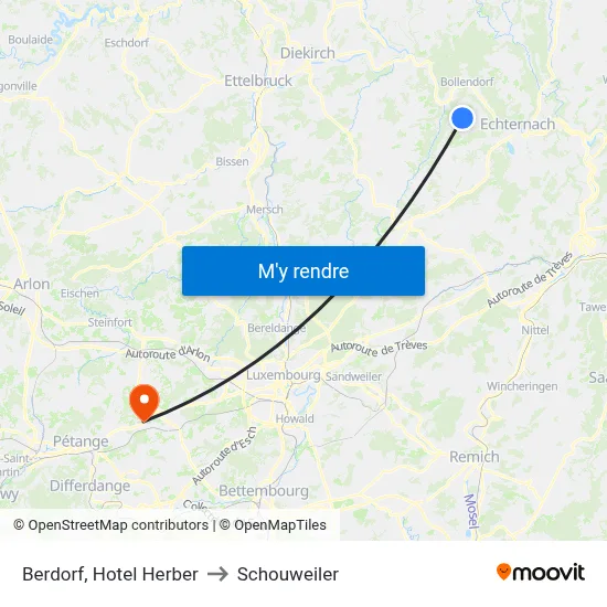 Berdorf, Hotel Herber to Schouweiler map