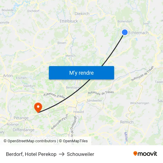 Berdorf, Hotel Perekop to Schouweiler map