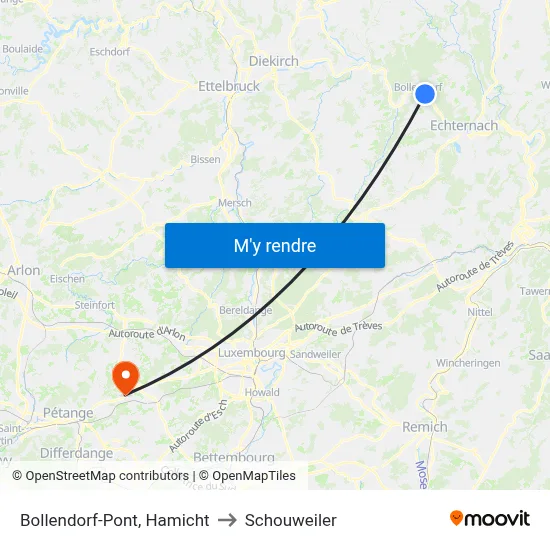 Bollendorf-Pont, Hamicht to Schouweiler map