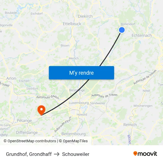 Grundhof, Grondhaff to Schouweiler map