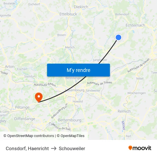 Consdorf, Haenricht to Schouweiler map