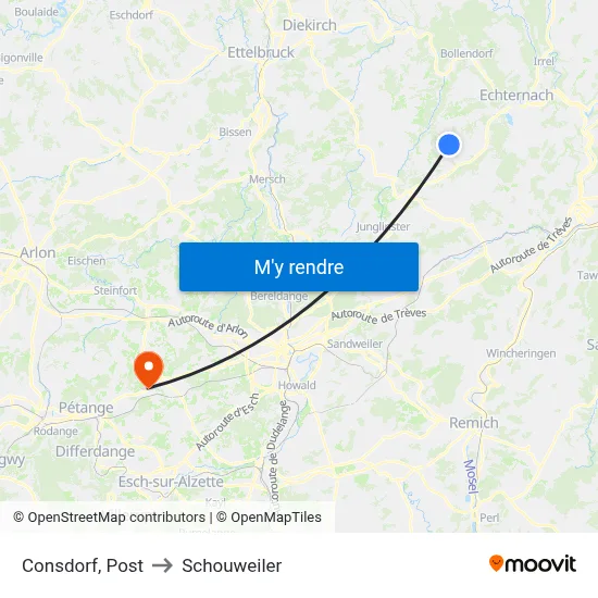 Consdorf, Post to Schouweiler map