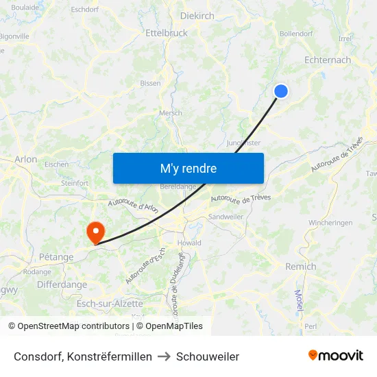 Consdorf, Konstrëfermillen to Schouweiler map