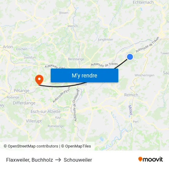 Flaxweiler, Buchholz to Schouweiler map