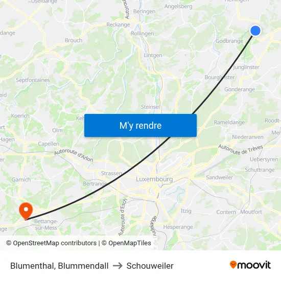 Blumenthal, Blummendall to Schouweiler map