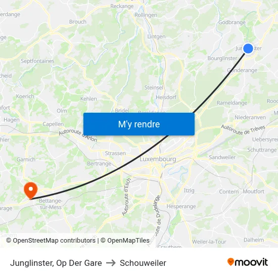 Junglinster, Op Der Gare to Schouweiler map