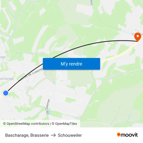 Bascharage, Brasserie to Schouweiler map