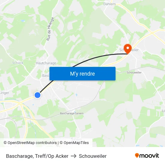 Bascharage, Treff/Op Acker to Schouweiler map