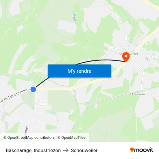 Bascharage, Industriezon to Schouweiler map