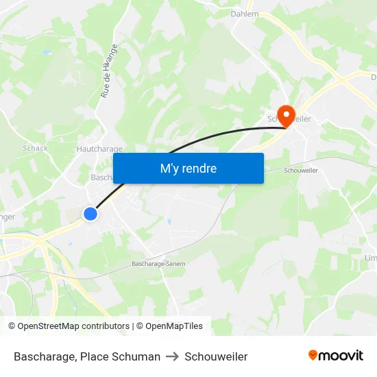 Bascharage, Place Schuman to Schouweiler map