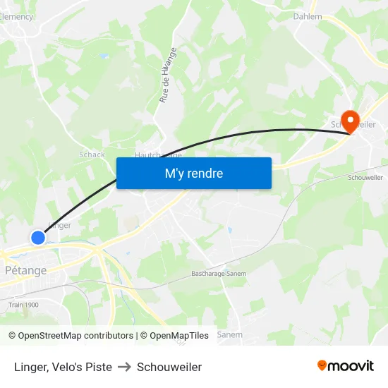 Linger, Velo's Piste to Schouweiler map
