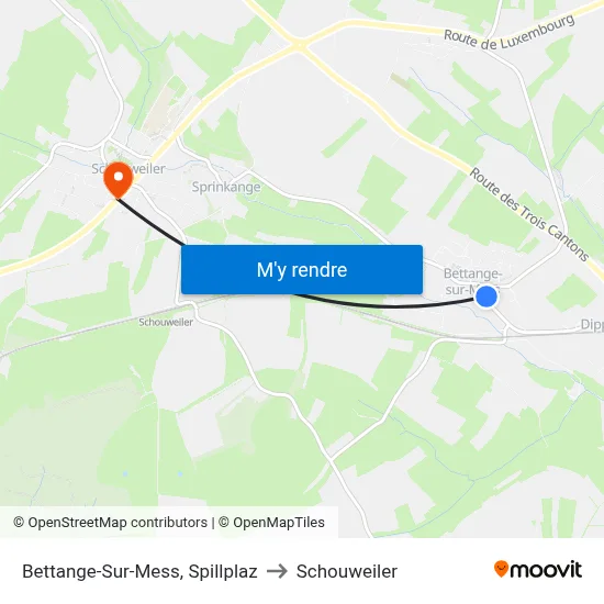 Bettange-Sur-Mess, Spillplaz to Schouweiler map