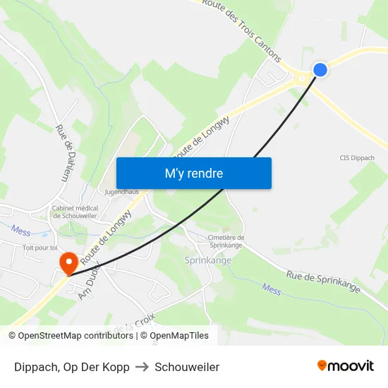 Dippach, Op Der Kopp to Schouweiler map