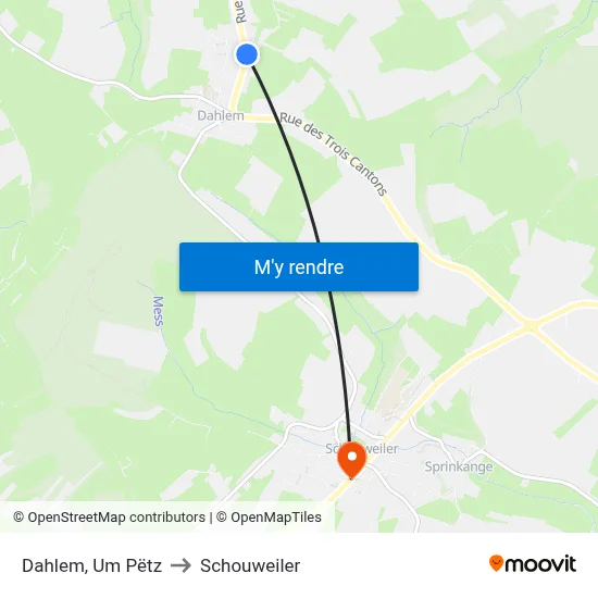 Dahlem, Um Pëtz to Schouweiler map
