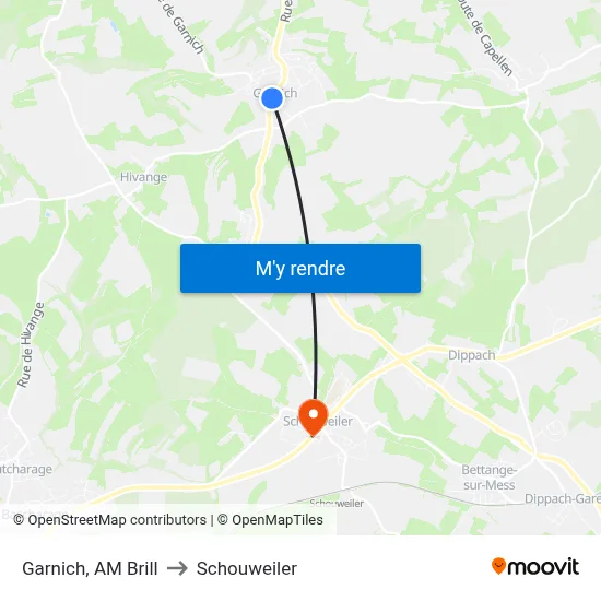 Garnich, AM Brill to Schouweiler map