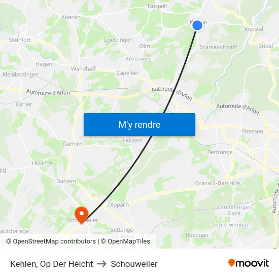 Kehlen, Op Der Héicht to Schouweiler map