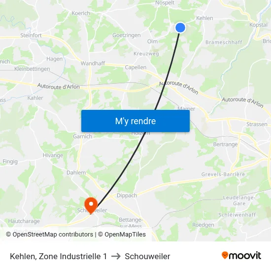 Kehlen, Zone Industrielle 1 to Schouweiler map