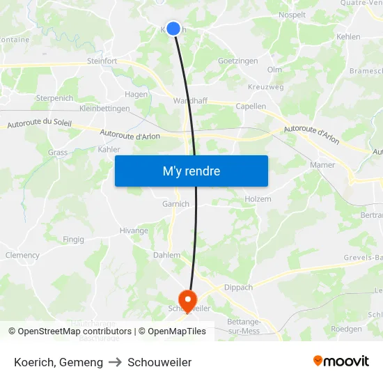Koerich, Gemeng to Schouweiler map