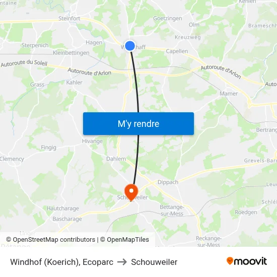Windhof (Koerich), Ecoparc to Schouweiler map