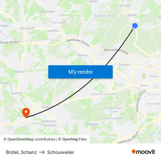 Bridel, Schanz to Schouweiler map