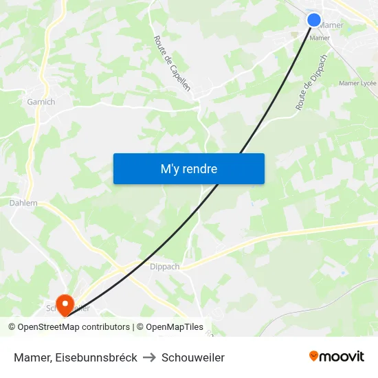 Mamer, Eisebunnsbréck to Schouweiler map