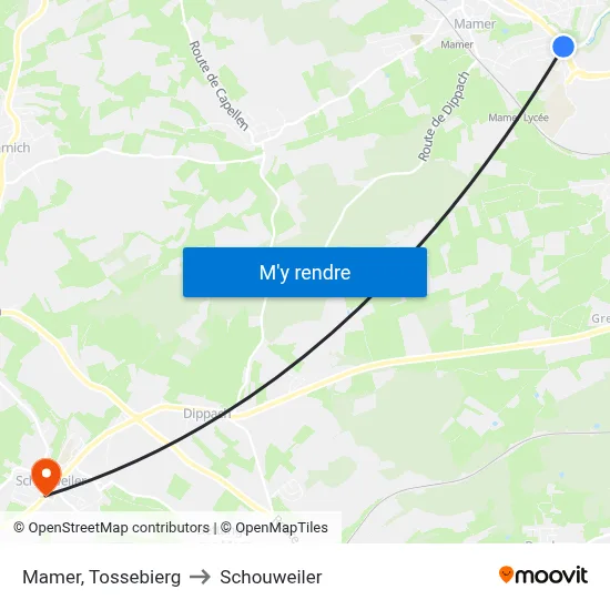 Mamer, Tossebierg to Schouweiler map