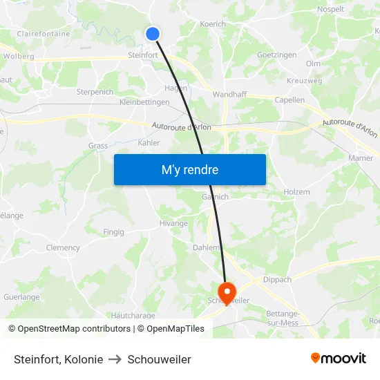 Steinfort, Kolonie to Schouweiler map