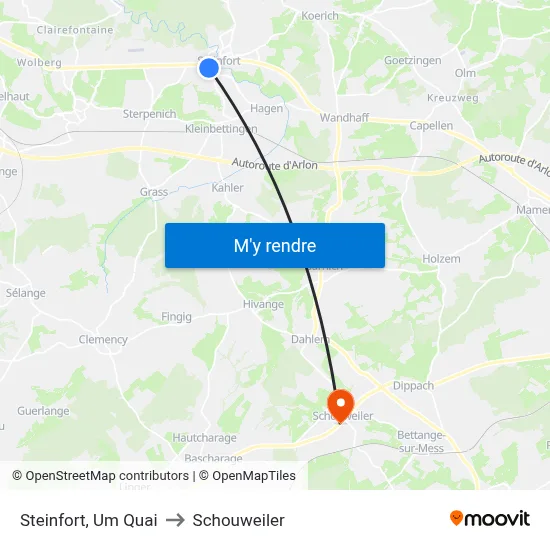 Steinfort, Um Quai to Schouweiler map