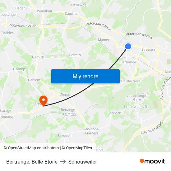 Bertrange, Belle-Etoile to Schouweiler map