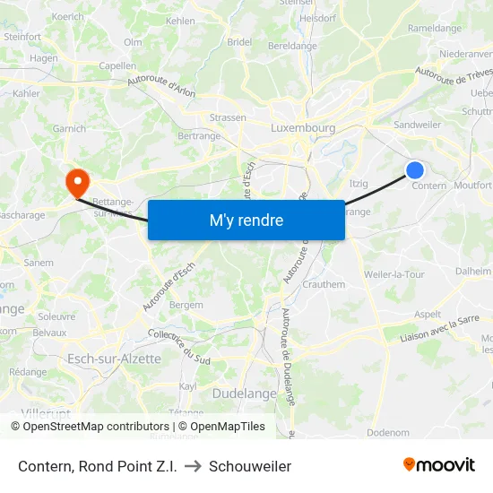 Contern, Rond Point Z.I. to Schouweiler map