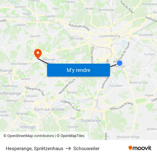 Hesperange, Sprëtzenhaus to Schouweiler map