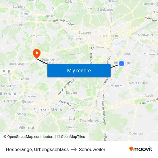 Hesperange, Urbengsschlass to Schouweiler map