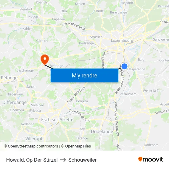 Howald, Op Der Stirzel to Schouweiler map