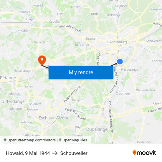 Howald, 9 Mai 1944 to Schouweiler map