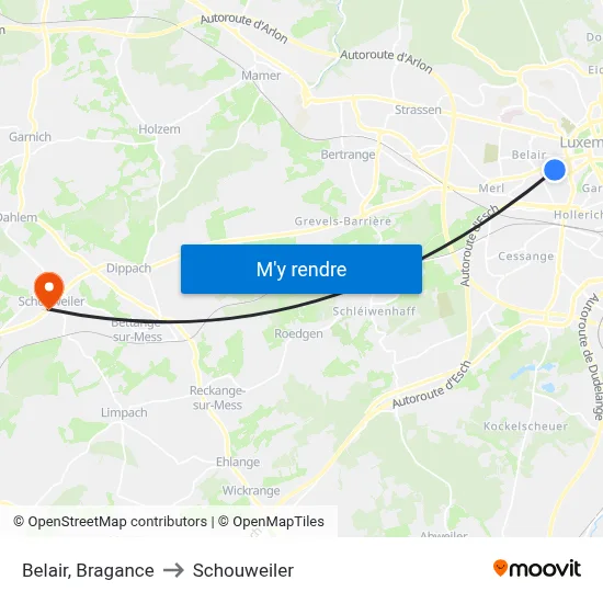 Belair, Bragance to Schouweiler map