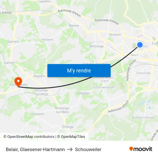 Belair, Glaesener-Hartmann to Schouweiler map