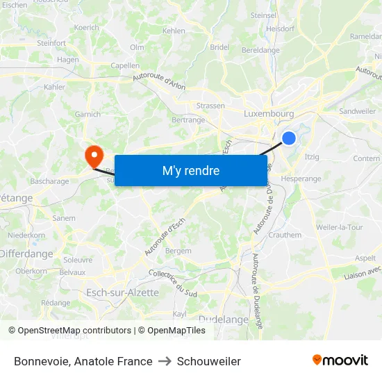 Bonnevoie, Anatole France to Schouweiler map