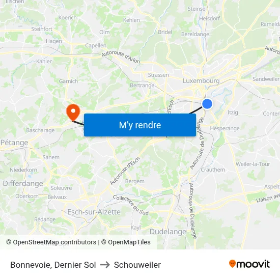 Bonnevoie, Dernier Sol to Schouweiler map