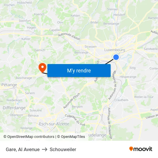 Gare, Al Avenue to Schouweiler map
