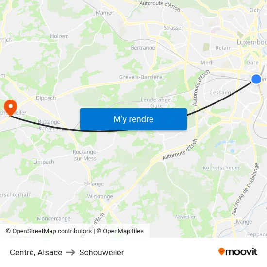 Centre, Alsace to Schouweiler map