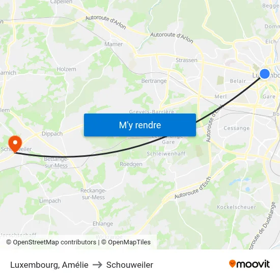 Luxembourg, Amélie to Schouweiler map