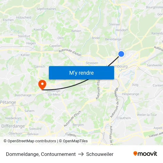 Dommeldange, Contournement to Schouweiler map