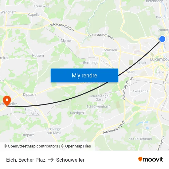 Eich, Eecher Plaz to Schouweiler map