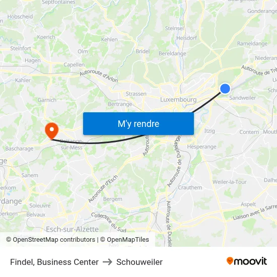 Findel, Business Center to Schouweiler map