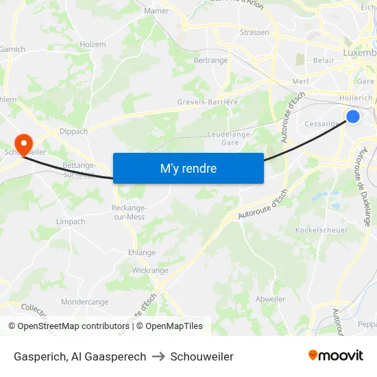 Gasperich, Al Gaasperech to Schouweiler map